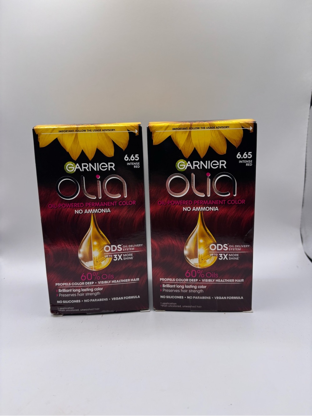 Garnier Olia Permanent Hair Color 6.65 Intense Red (2 Boxes)